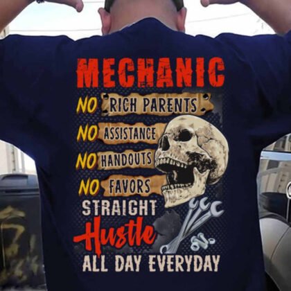 Mechanic No Rich Parents Hustle Apparel - Skull Design