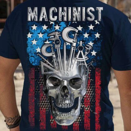 Machinist Skull USA Flag Apparel - Patriotic
